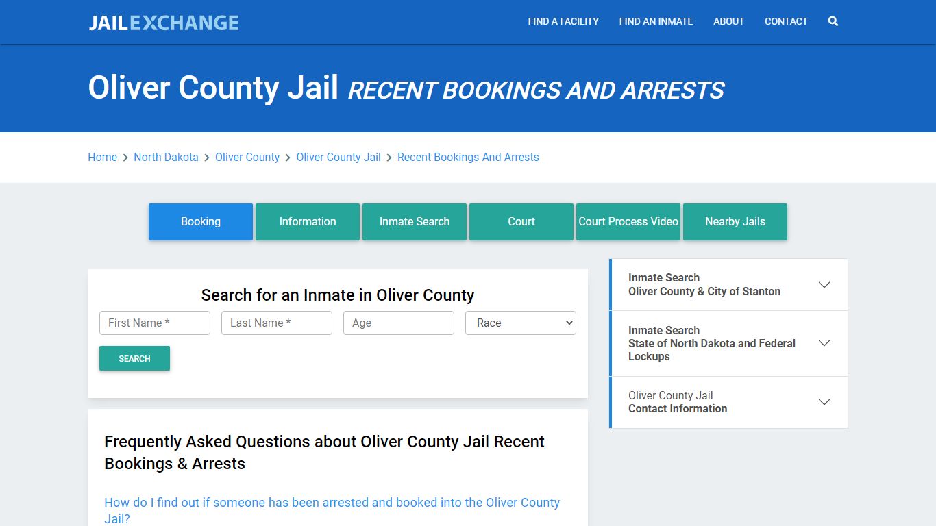 Oliver County Jail Recent Bookings And Arrests - Jail Exchange