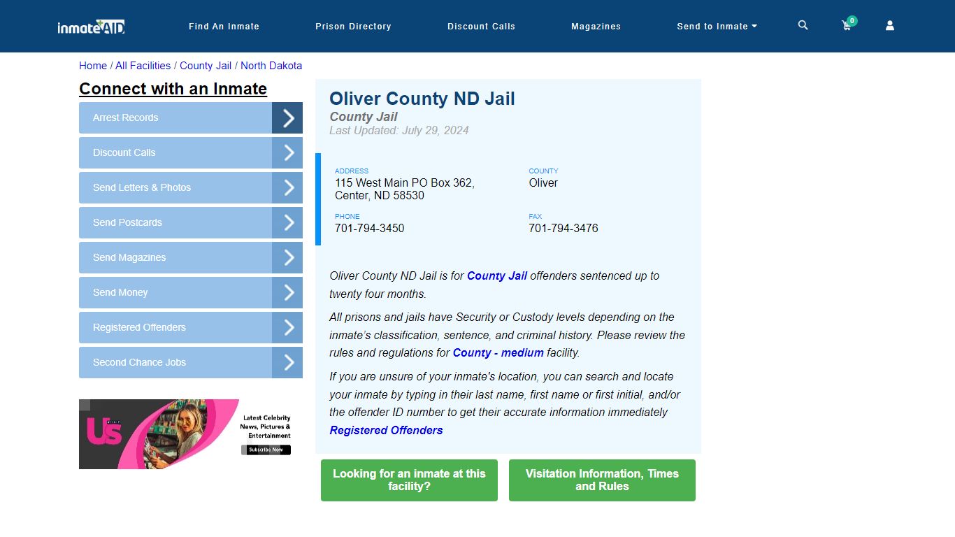 Oliver County ND Jail - Inmate Locator